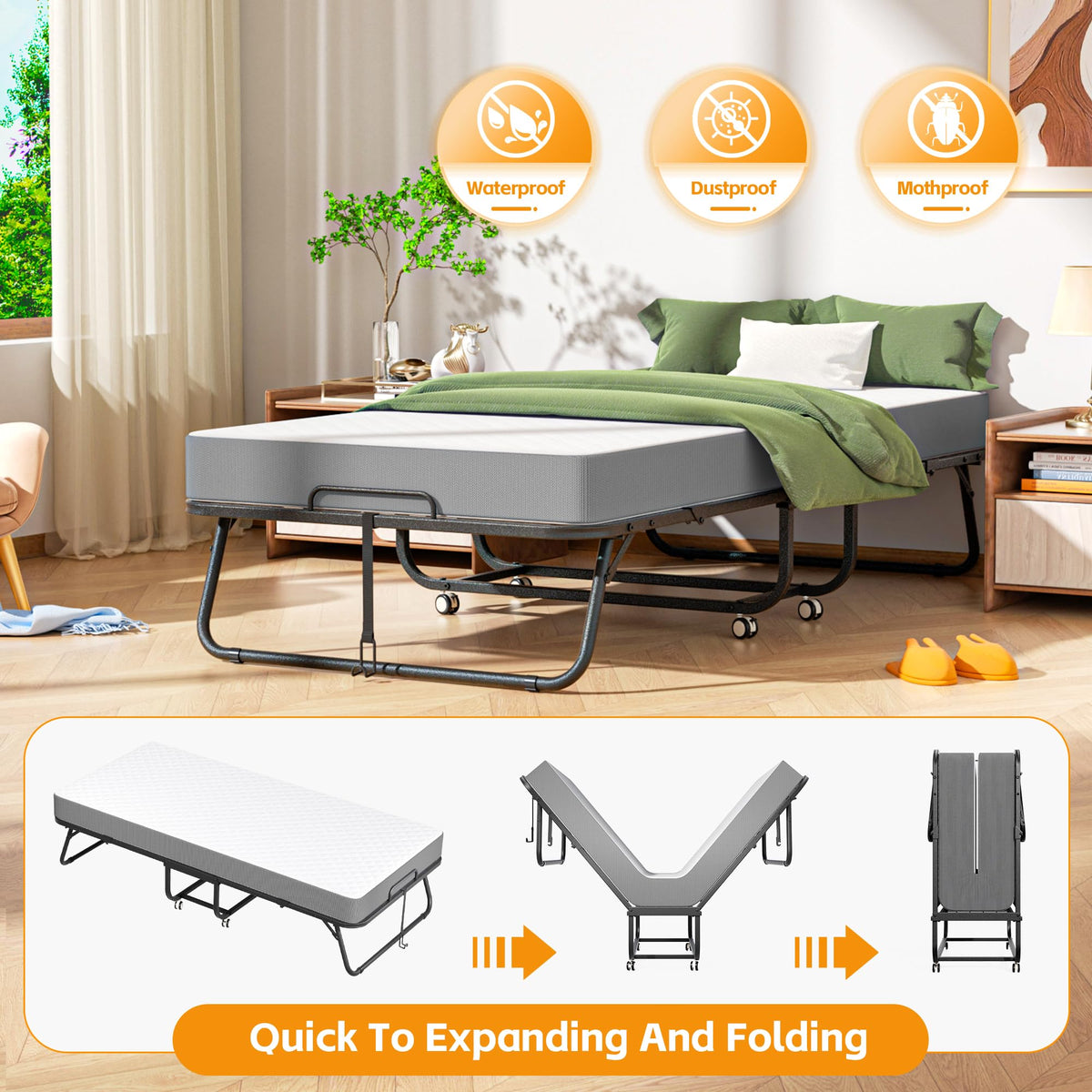 Folding Bed with 5-inch Memory Foam Mattress S568755