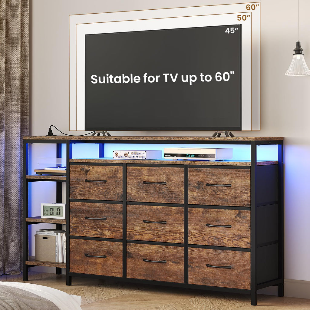 LED TV Stand Dresser with 9 Drawers Y673
