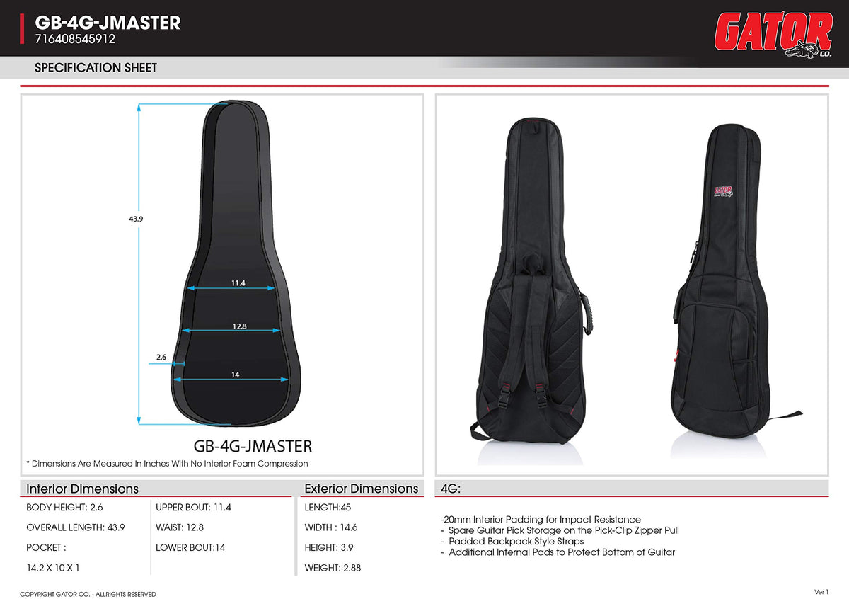 Gig Bag for Electric Guitars with Adjustable Backpack Straps Y388