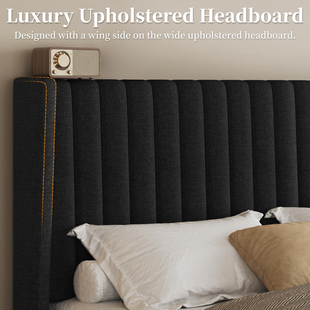Black Queen Bed Frame with Headboard E743432