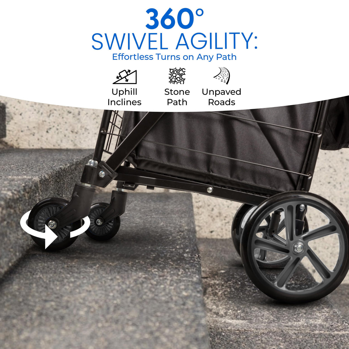 Large Folding Utility Shopping Cart with Removable Liner, 110 lb Capacity, Black K448