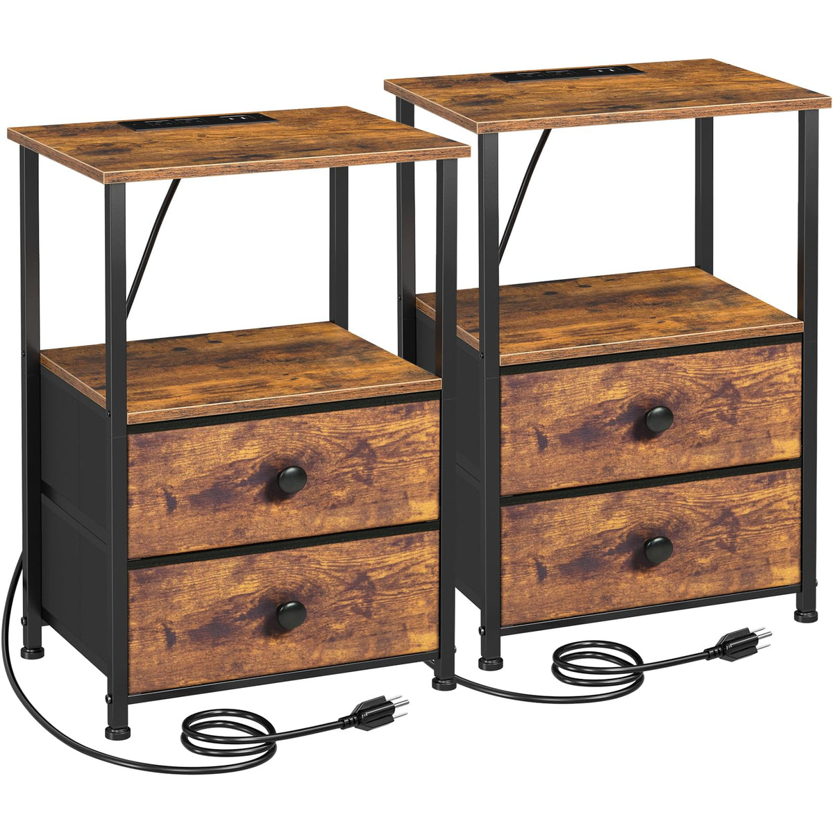 Nightstands Set of 2 with Charging Station V723351
