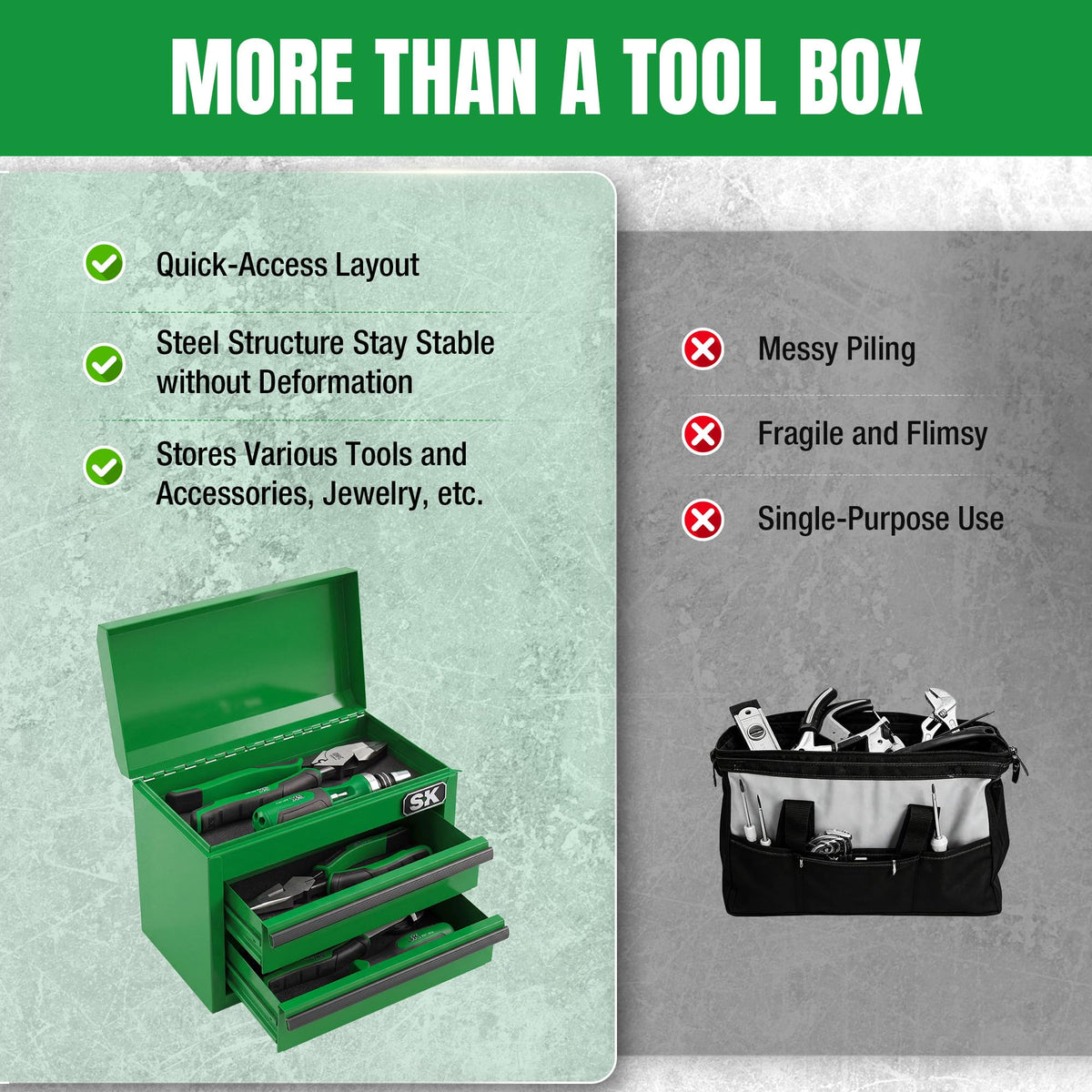 Mini Metal Tool Box with 2 Drawers J320