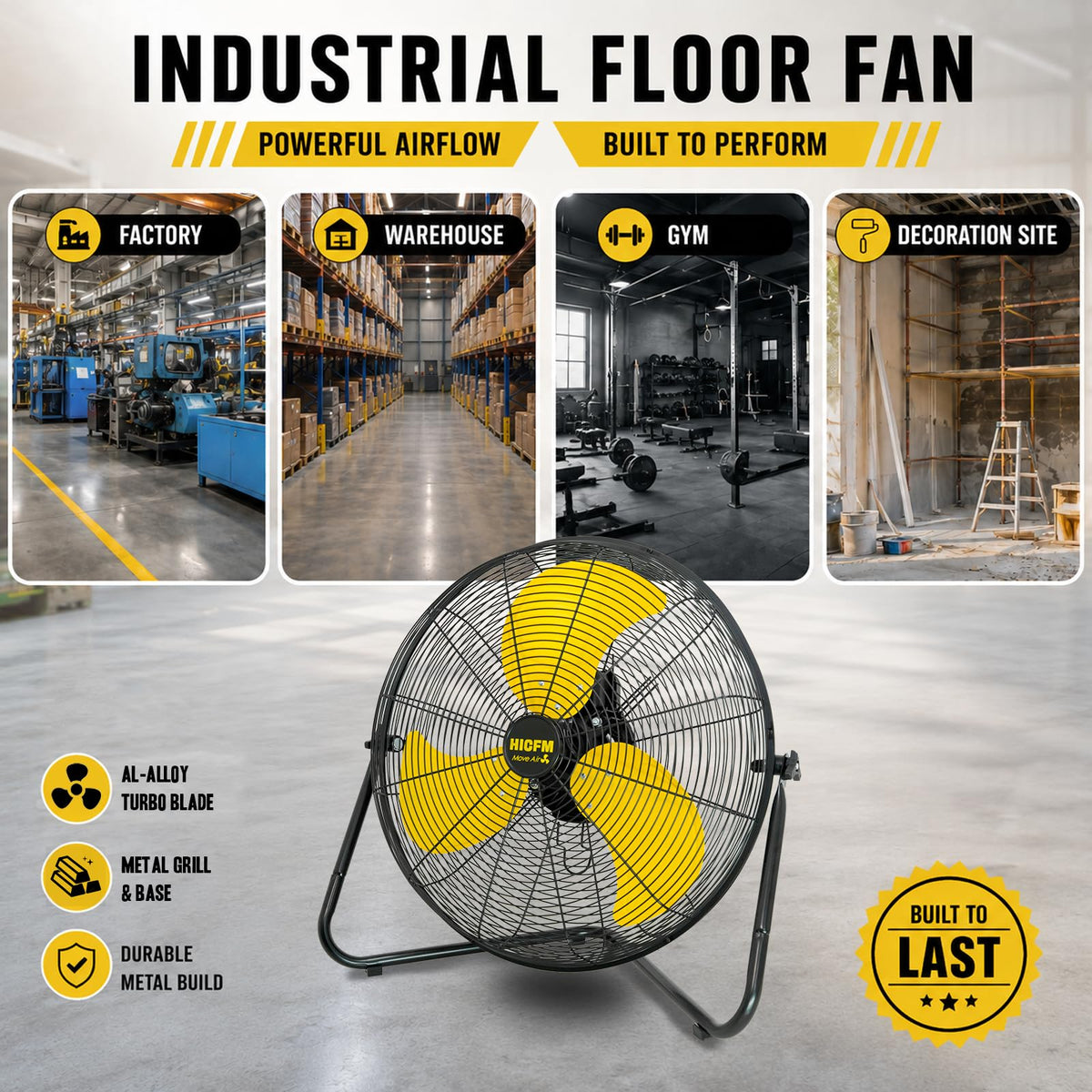 20" 6200 CFM High Velocity Metal Floor Fan A6048