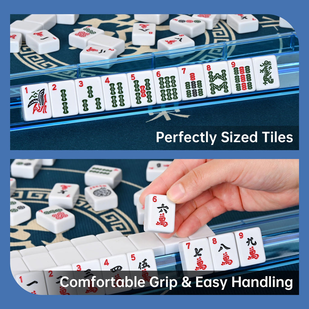 166 Tiles Mahjong Game Set with Blue Carrying Bag V87358