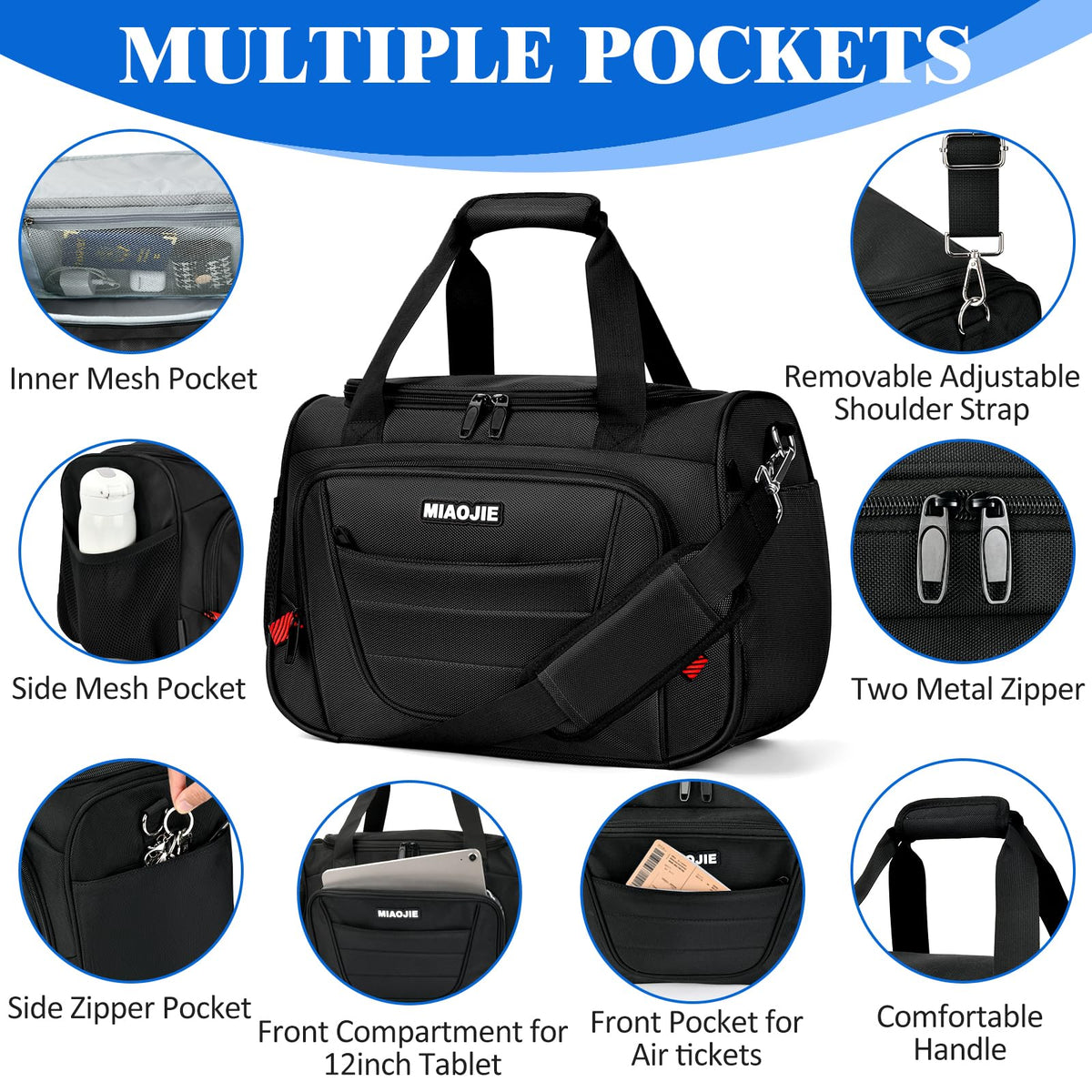 16 IN Black Underseat Carry On Luggage Bag H48571