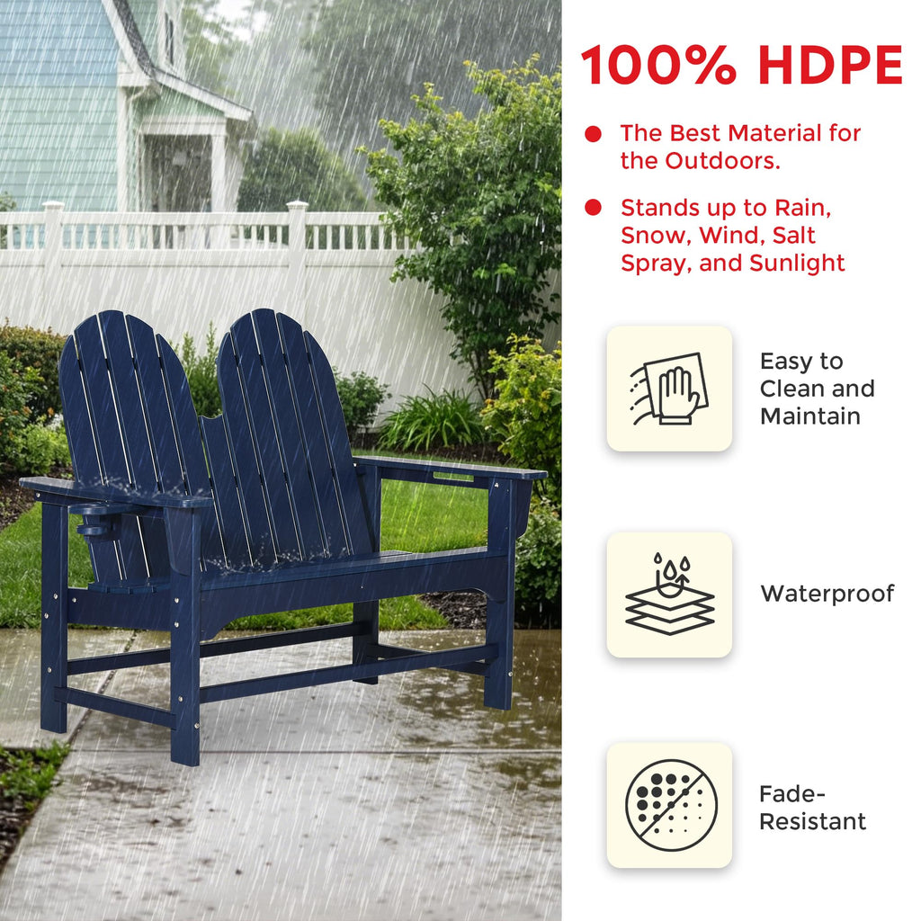 Navy Blue HDPE Adirondack Bench X66603