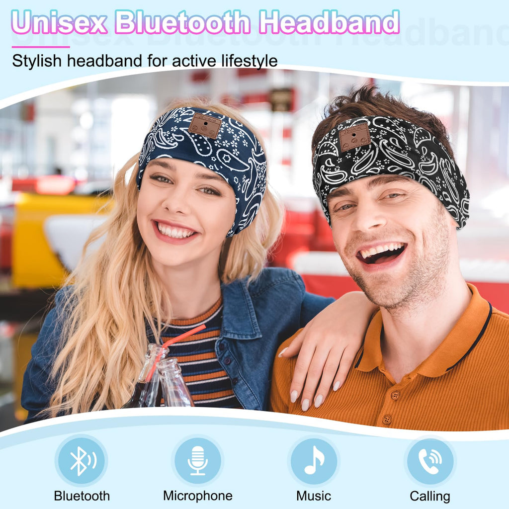 2-Pack Bluetooth 5.4 Headband Headphones Black&Blue Q918