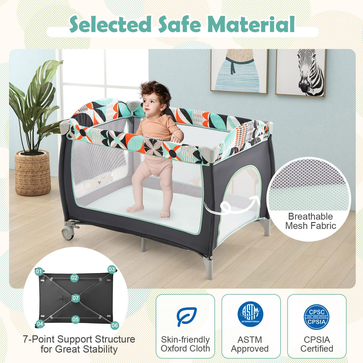 4 in 1 Portable Baby Crib Playpen with Bassinet S542