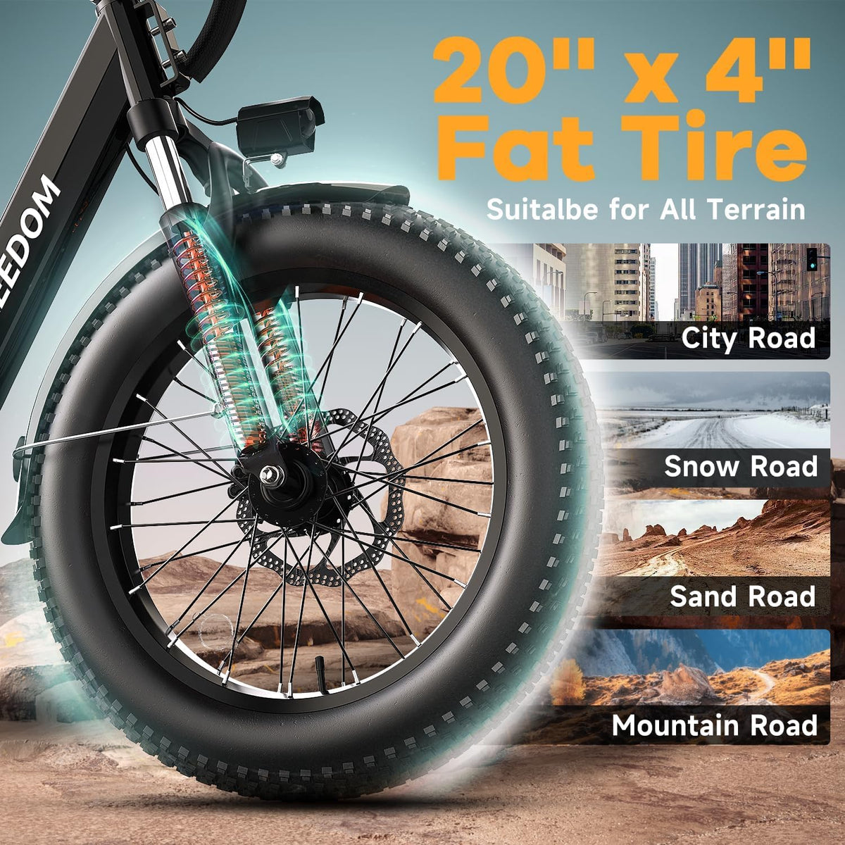 Electric Bike with 1500W Motor 48V 20Ah Battery 20" Fat Tire 7-Speed Q710