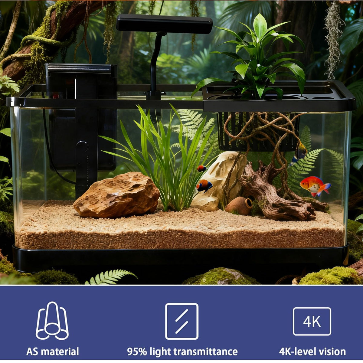 5 Gallon Plastic Aquarium Starter Kit with Filter and LED Light N555