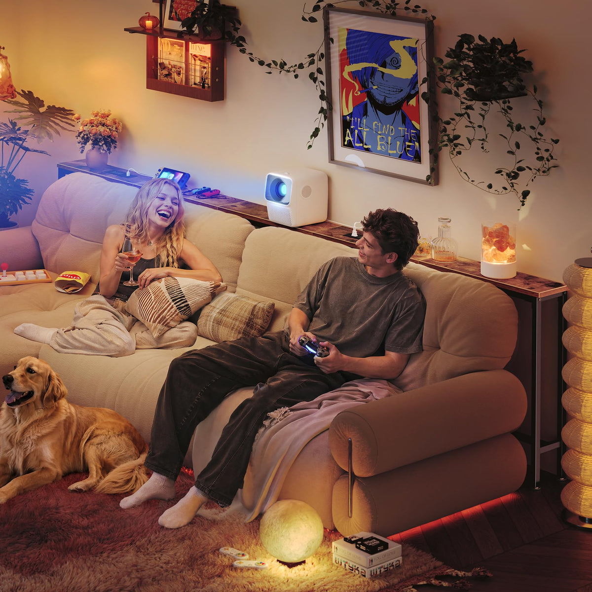 110.2 Inch Narrow Sofa Table with Power Outlets and USB-C Ports Y914