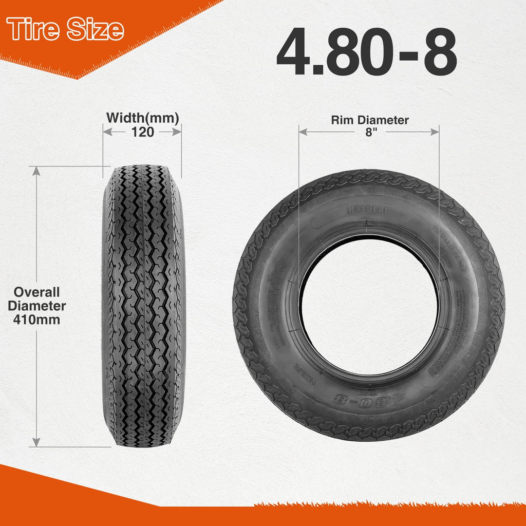 4.80-8 Trailer Tires Set of 2 Tubeless J225