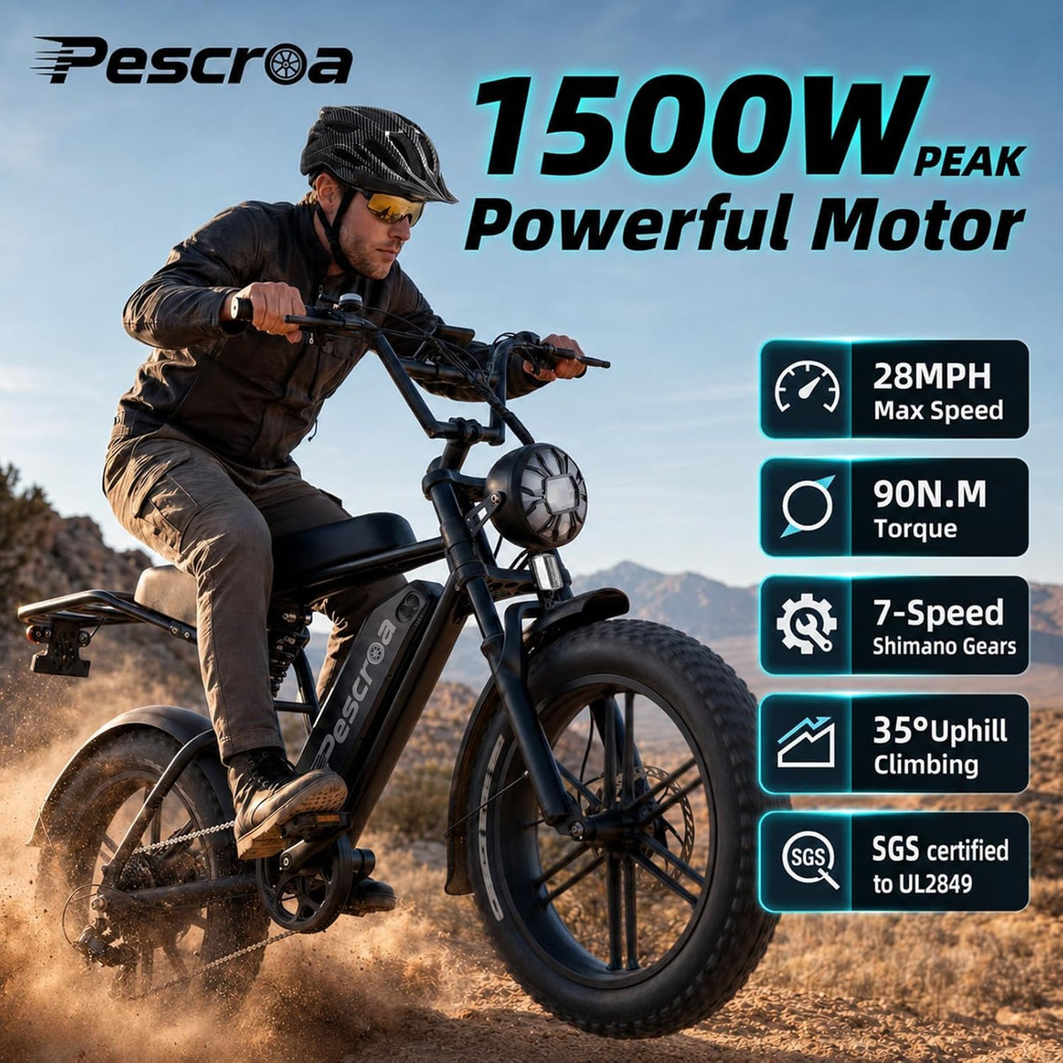 1500W Peak 20" Fat Tire Electric Bike H2436