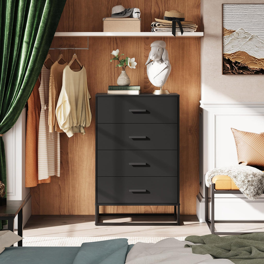 Black 4 Drawer Wooden Dresser S967