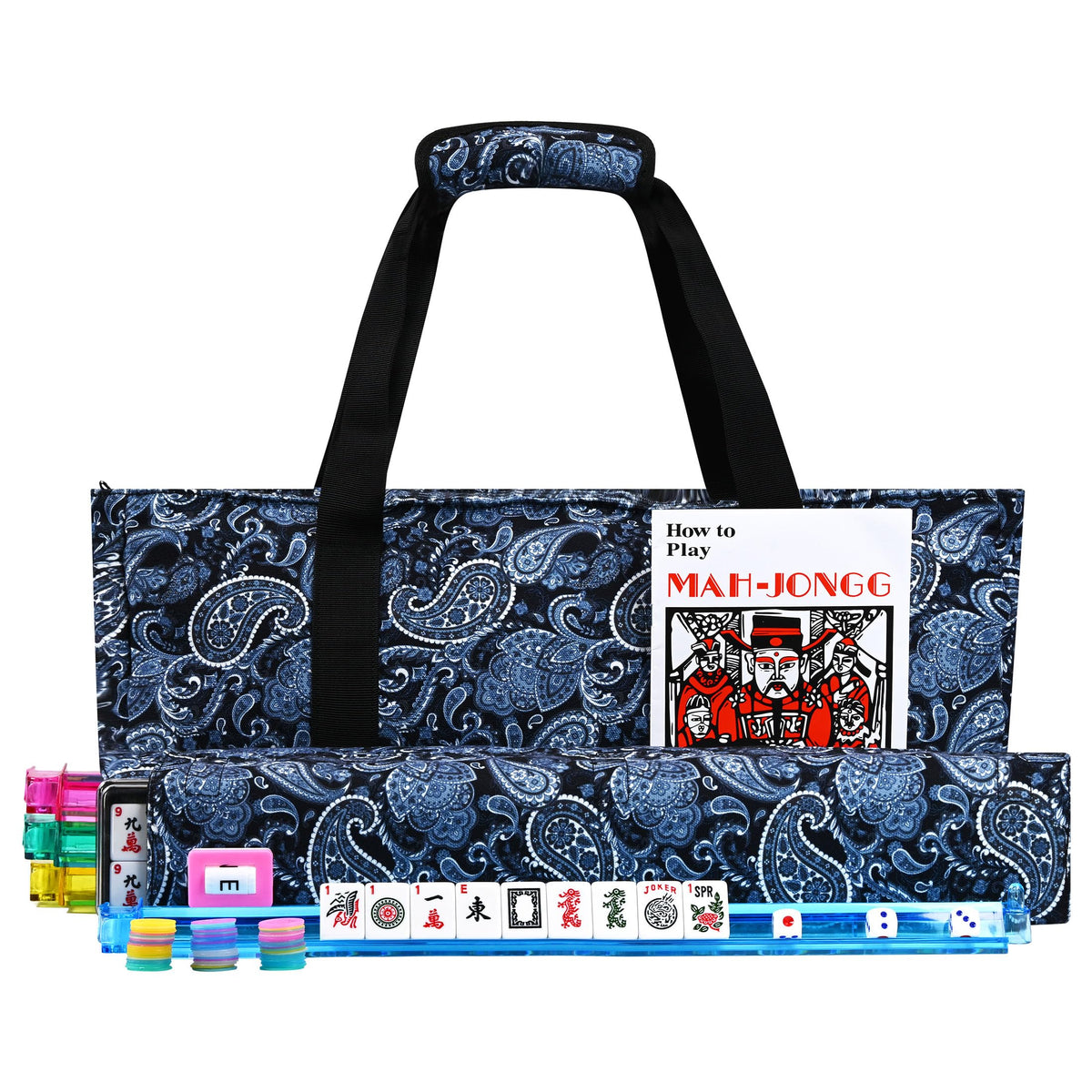 166 Tiles Mahjong Game Set with Blue Carrying Bag V87358