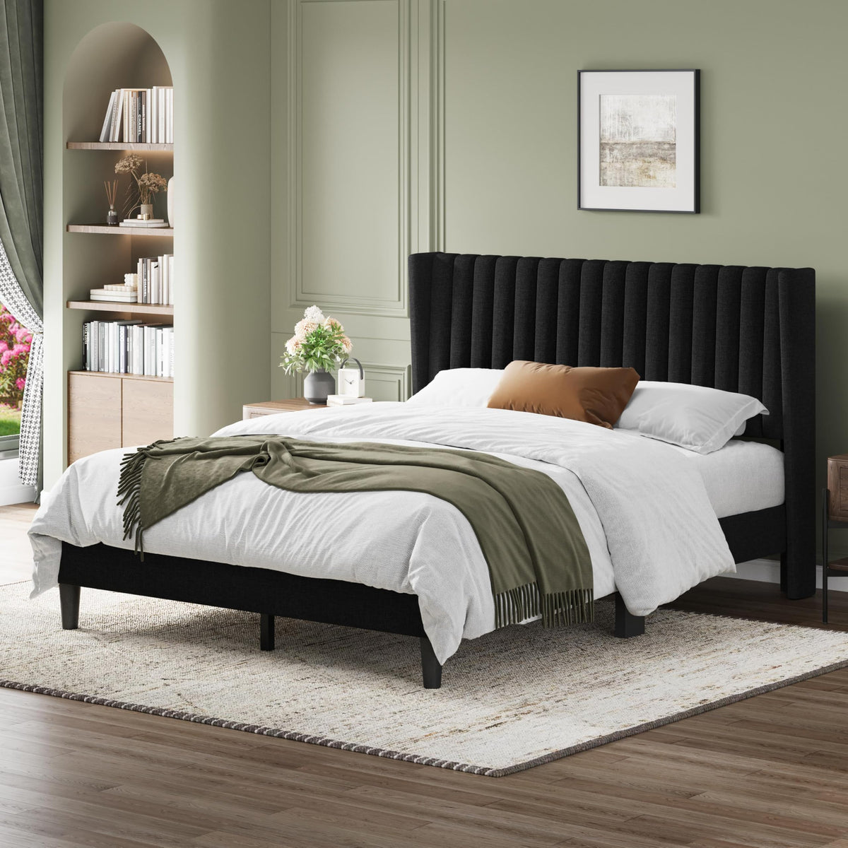 Black Queen Bed Frame with Headboard E743432