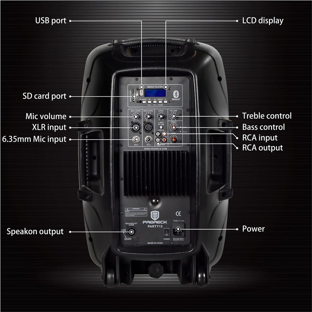 12-Inch 1800W 2-Way Powered PA Speaker System Combo Set with Speaker Stands J6109