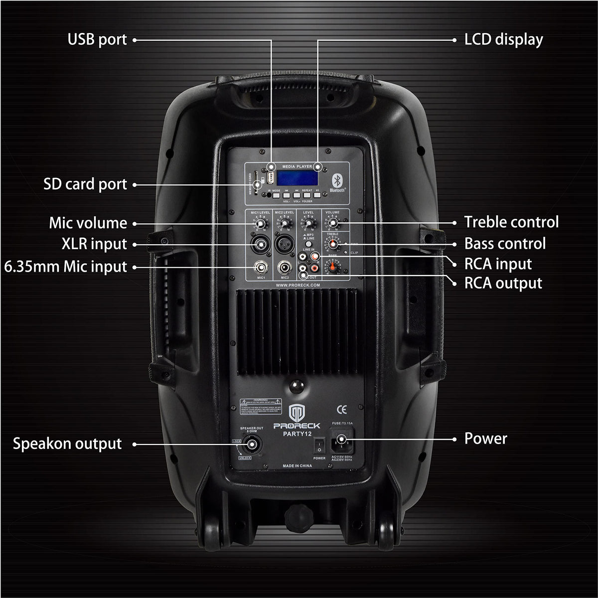 12-Inch 1800W 2-Way Powered PA Speaker System Combo Set with Speaker Stands J6109