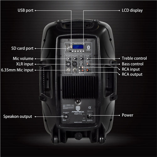 12-Inch 1800W 2-Way Powered PA Speaker System Combo Set with Speaker Stands J6109