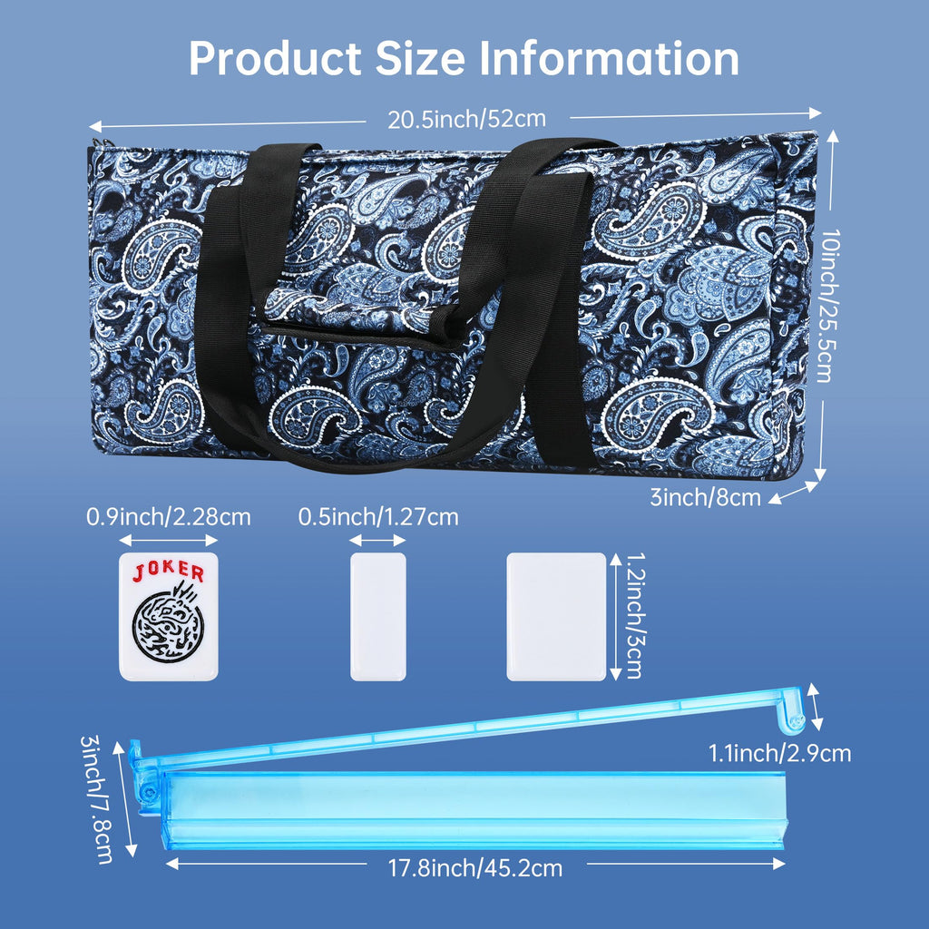 166 Tiles Mahjong Game Set with Blue Carrying Bag V87358